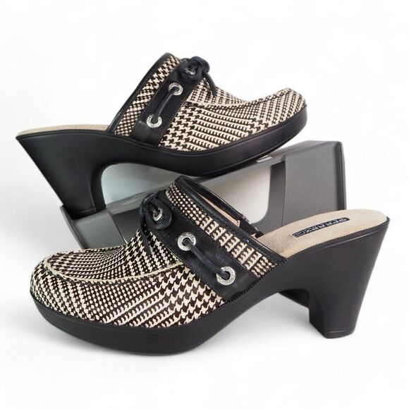 Sperry Shoes - Sperry Top-Sider Houndtooth Cow Fur Clogs Black / White 9492125 Women's 10M